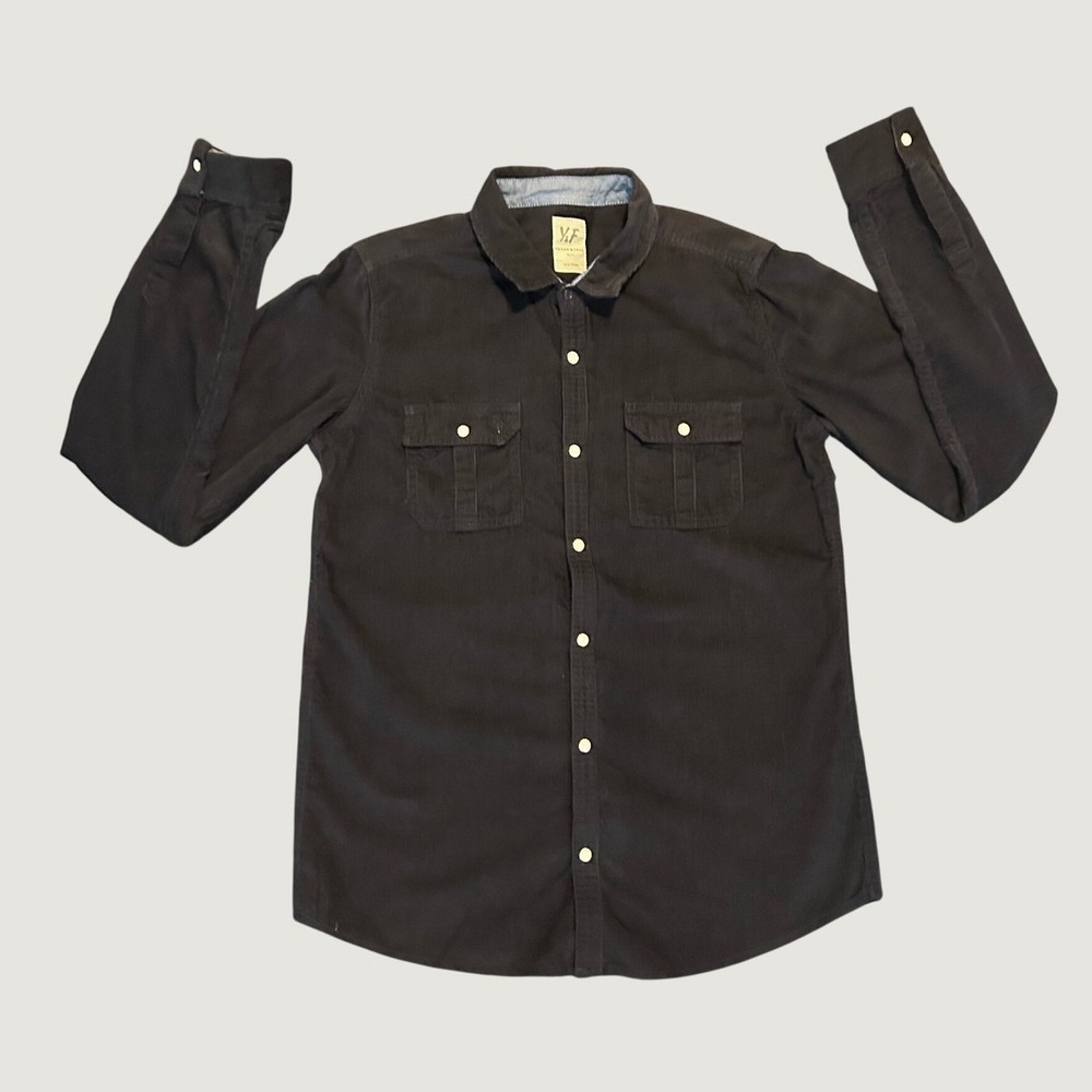 Young & Free Boys Navy Blue Long Sleeve Button Down Shirt Size 13-14Y NWT 1511